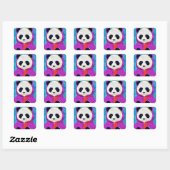 Sticker Carré Adorable Petit Panda - Conception Plat (Feuille)