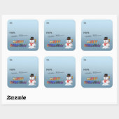 Sticker Carré Adorable Snowman Christmas Gift Label (Feuille)