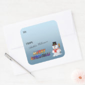 Sticker Carré Adorable Snowman Christmas Gift Label (Enveloppe)