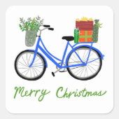 Sticker Carré Adorable Vélos de Noël Vacances cadeaux de Noël (Devant)