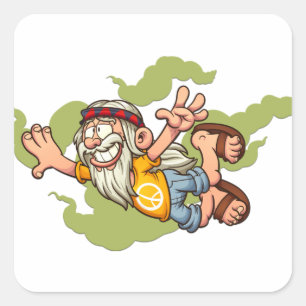 Sticker Carré Adorables Bohemian mite Flying Hippie