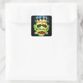 Sticker Carré Adorables Masque Monstre Vert (Sac)