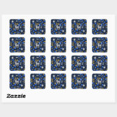 Sticker Carré Adorables Noël style scandinave Bleu (Feuille)