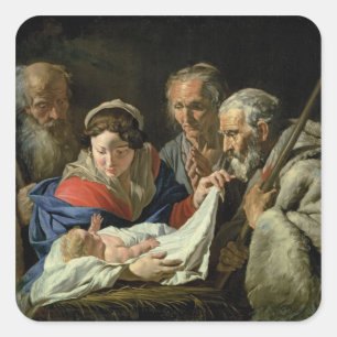 Sticker Carré Adoration de Jésus enfant