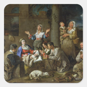 Sticker Carré Adoration des bergers, c.1659