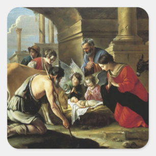 Sticker Carré Adoration des bergers XVIIe siècle