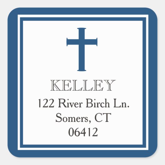 Sticker Carré Adresse de première communion de la Croix Bleue de (Devant)