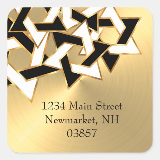 Sticker Carré Adresse de retour Black White Star de David Gold (Devant)