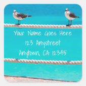 Sticker Carré Adresse de retour de la photo des oiseaux de plage (Devant)