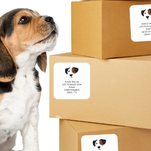 Sticker Carré Adresse de retour du chien mignon
