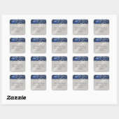 Sticker Carré Adresse de retour Elegant Blue et Silver Filigree (Feuille)