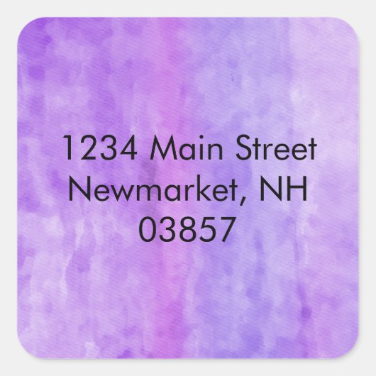 Sticker Carré Adresse de retour Flux d'aquarelle violet (Devant)