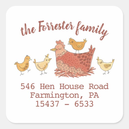 Sticker Carré Adresse de retour Maman et Enfants (Devant)