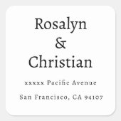 Sticker Carré Adresse de retour Mariage simple et élégante (Devant)