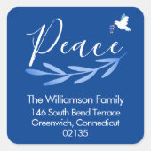 Sticker Carré Adresse de retour Modern Blue and White Hanoukka (Devant)