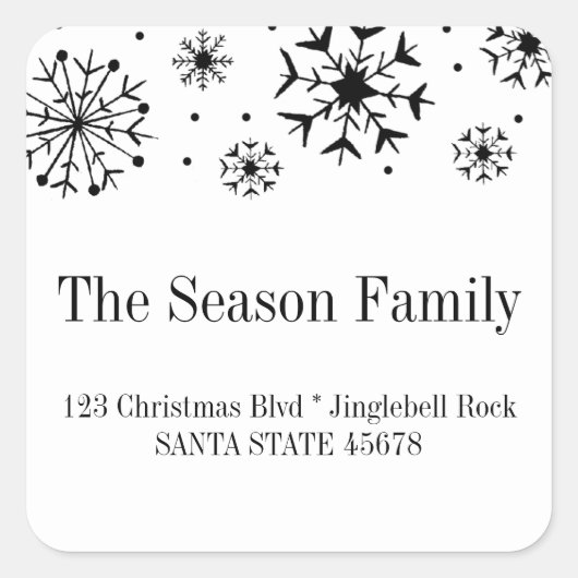 Sticker Carré Adresse des flocs à neige (Devant)