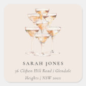 Sticker Carré Adresse : Vins de Champagne doux (Devant)