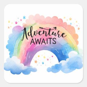 Sticker Carré Adventure Await Rainbow