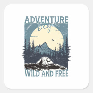 Sticker Carré Adventure Begin - Wild and Free