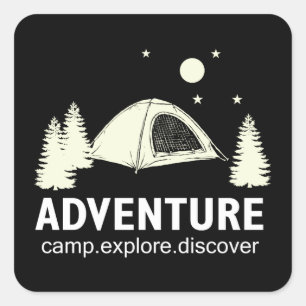 Sticker Carré Adventure Camp Explore and Discover