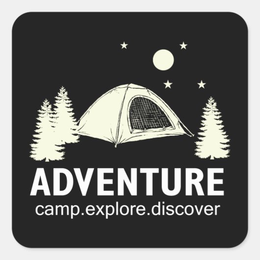 Sticker Carré Adventure Camp Explore and Discover (Devant)