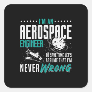 Sticker Carré Aérospatiale Je suis ingénieur aérospatial