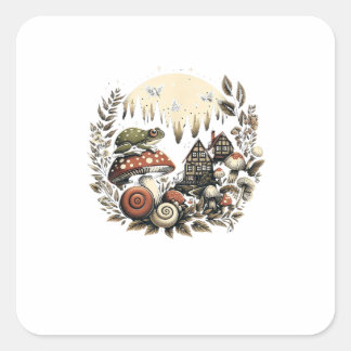 Sticker Carré Aesthetic Goblincore And Cottagecore Mushroom Drea