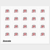 Sticker Carré Af Skeleton Mains Valentines Classic (Feuille)
