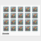 Sticker Carré Affection Abstraite : Inséparables (Feuille)