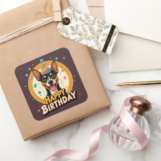 Sticker Carré Affenpinscher Chien coloré (Cadeaux)