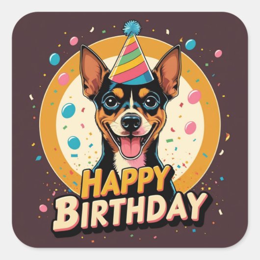 Sticker Carré Affenpinscher Chien coloré (Devant)