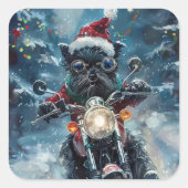 Sticker Carré Affenpinscher Chien équitation Moto Noël (Devant)