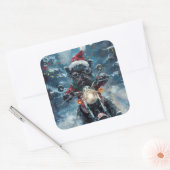 Sticker Carré Affenpinscher Chien équitation Moto Noël (Enveloppe)