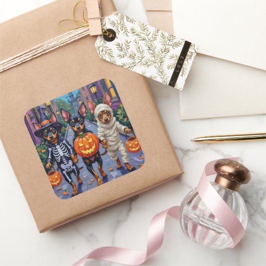 Sticker Carré Affenpinscher Chiens Trick-or-Treating en Hallowee (Cadeaux)