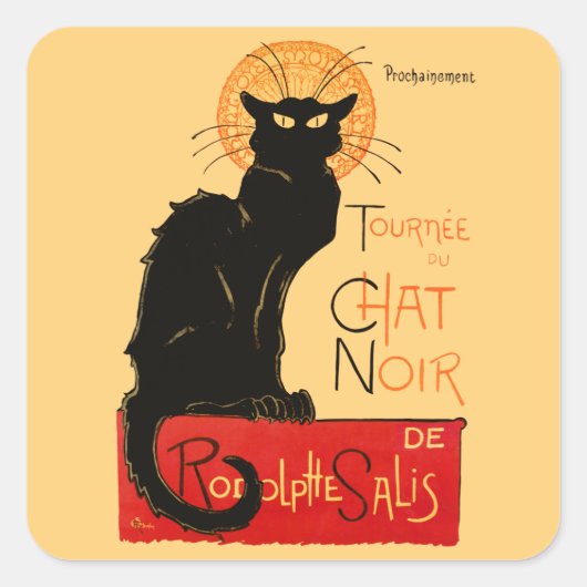 Sticker Carré Affiche classique Steinlen Chat Noir Black Cat (Devant)