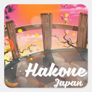Sticker Carré Affiche de fleurs de Hakone Japon.
