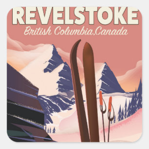 Sticker Carré Affiche de ski Revelstoke  Colombie-Britannique, C