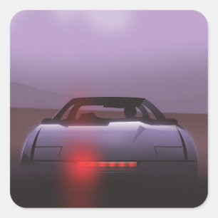 Sticker Carré affiche de supercar vintage 1985