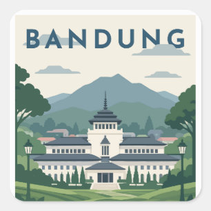 Sticker Carré Affiche de voyage à Bandung Indonésie