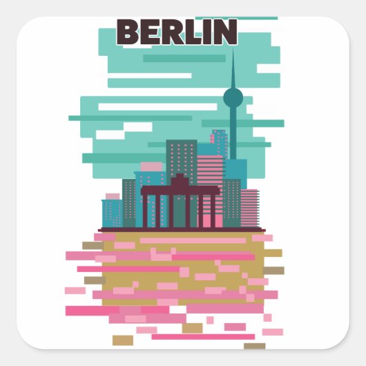 Sticker Carré Affiche de voyage à Berlin (Devant)