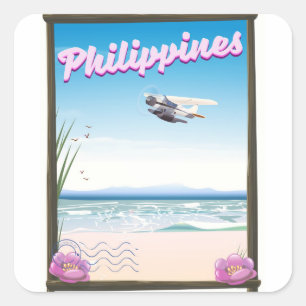 Sticker Carré Affiche de voyage aux Philippines