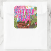 Sticker Carré Affiche de voyage de Koh Pha Ngan Thaïlande (Sac)