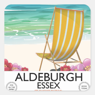 Sticker Carré Affiche de voyage de la plage d'Aldeburgh Essex