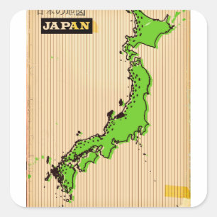 Sticker Carré Affiche de voyage de style vintage Japon