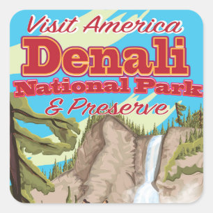 Sticker Carré Affiche de voyage du Parc national et réserve de D