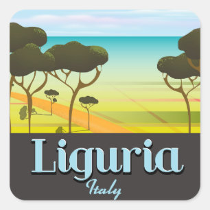 Sticker Carré Affiche de voyage en Ligurie Italie