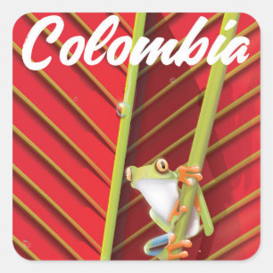 Sticker Carré affiche de voyage grenouille arboricole de Colombi