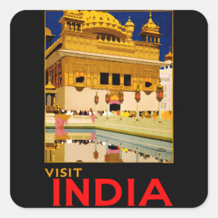 Sticker Carré Affiche de voyage Inde art indien vintage