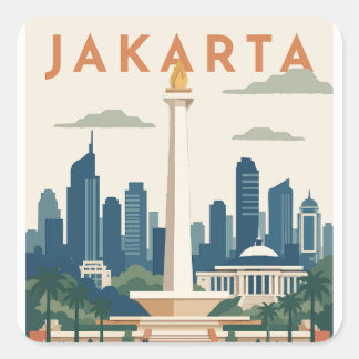 Sticker Carré Affiche de voyage Jakarta Indonésie
