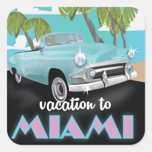 Sticker Carré Affiche de voyage pour des vacances à Miami